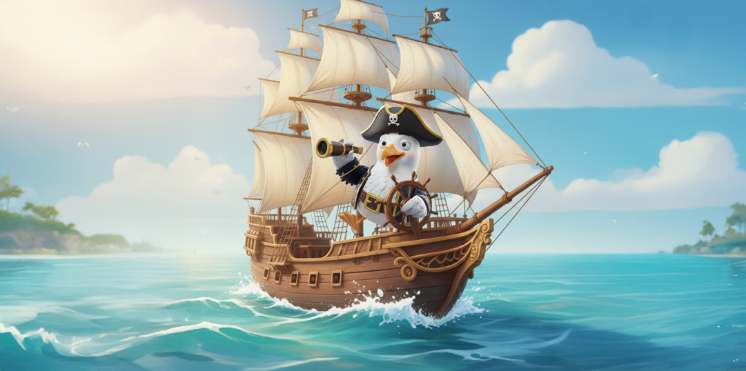 Rudy on a pirate ship